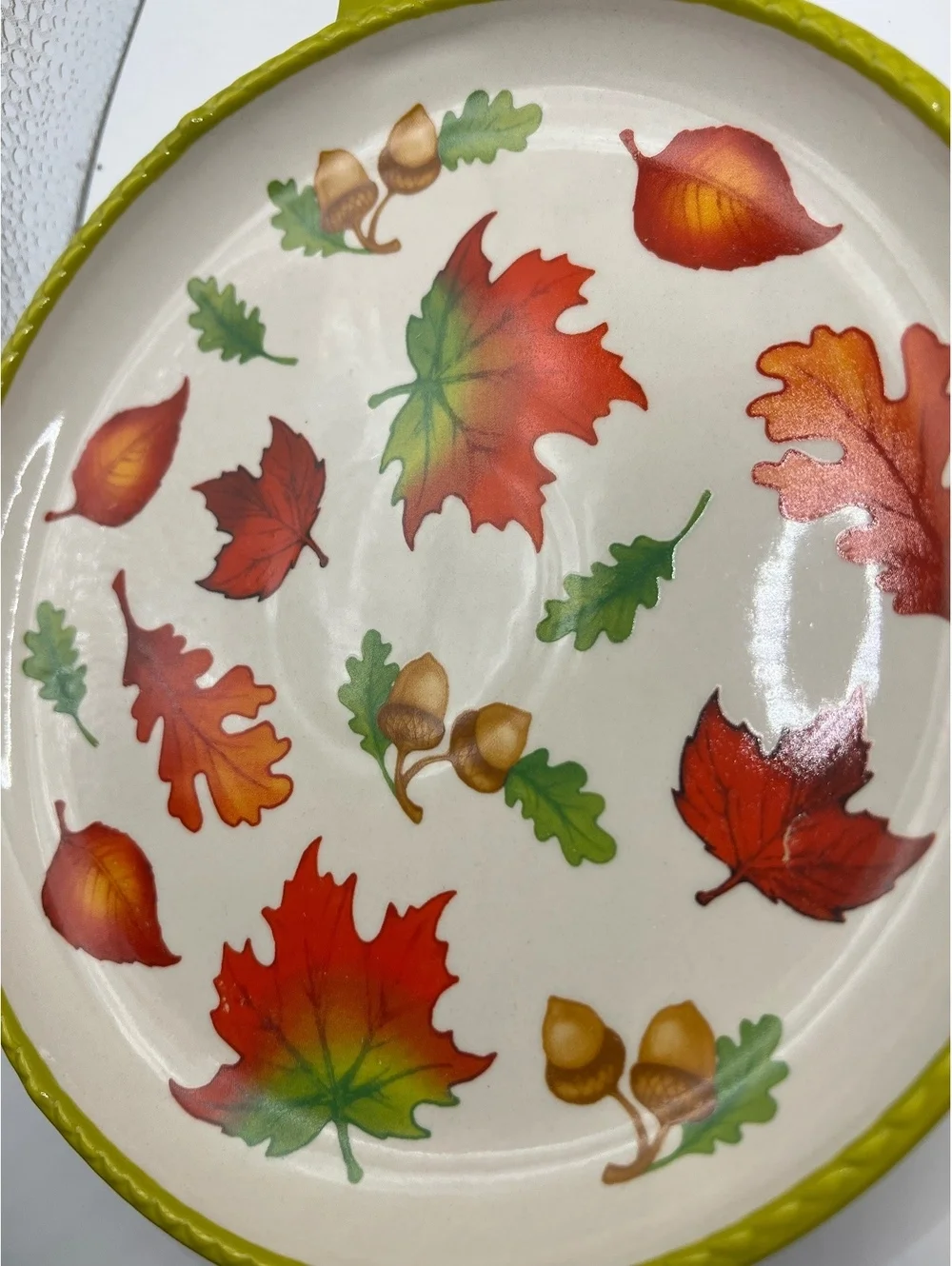 NEW Set of 2 Autumn Leaf Ceramic Baking pans with Wooden Handles